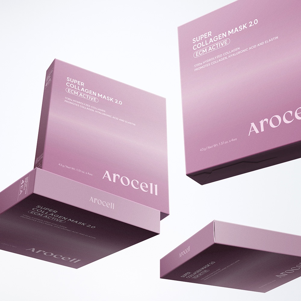 Arocell Super Collagen Mask 2.0 ECM Active 12EA Boxes Floating Product Shot